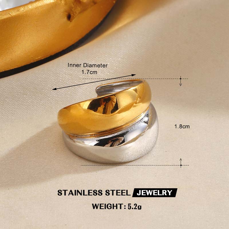 Stainless Steel Gold Silver Color Geometric Open Rings for Women Vintage Metal Star Personality Finger Rings Jewelry Party Gifts