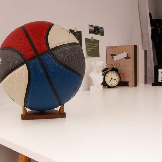 Wooden Ball Display Stand for Basketball Football Soccer Triangle Sports Ball Holder Rack for Memorabilia Autographed Balls