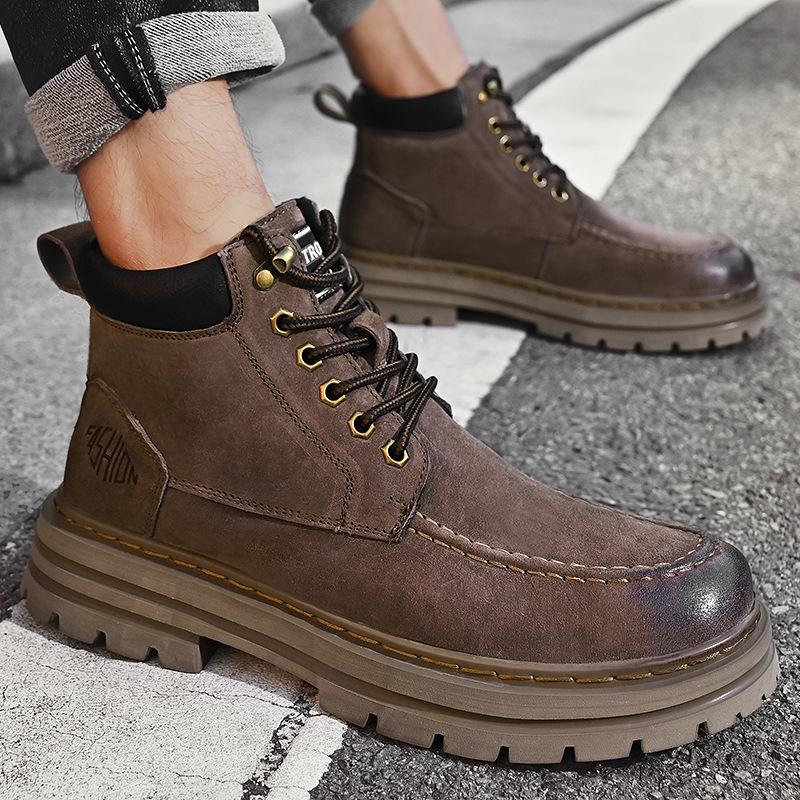 Foreign trade hot-selling Internet celebrities with the same men's casual Martin boots autumn new versatile leather platform tooling shoes