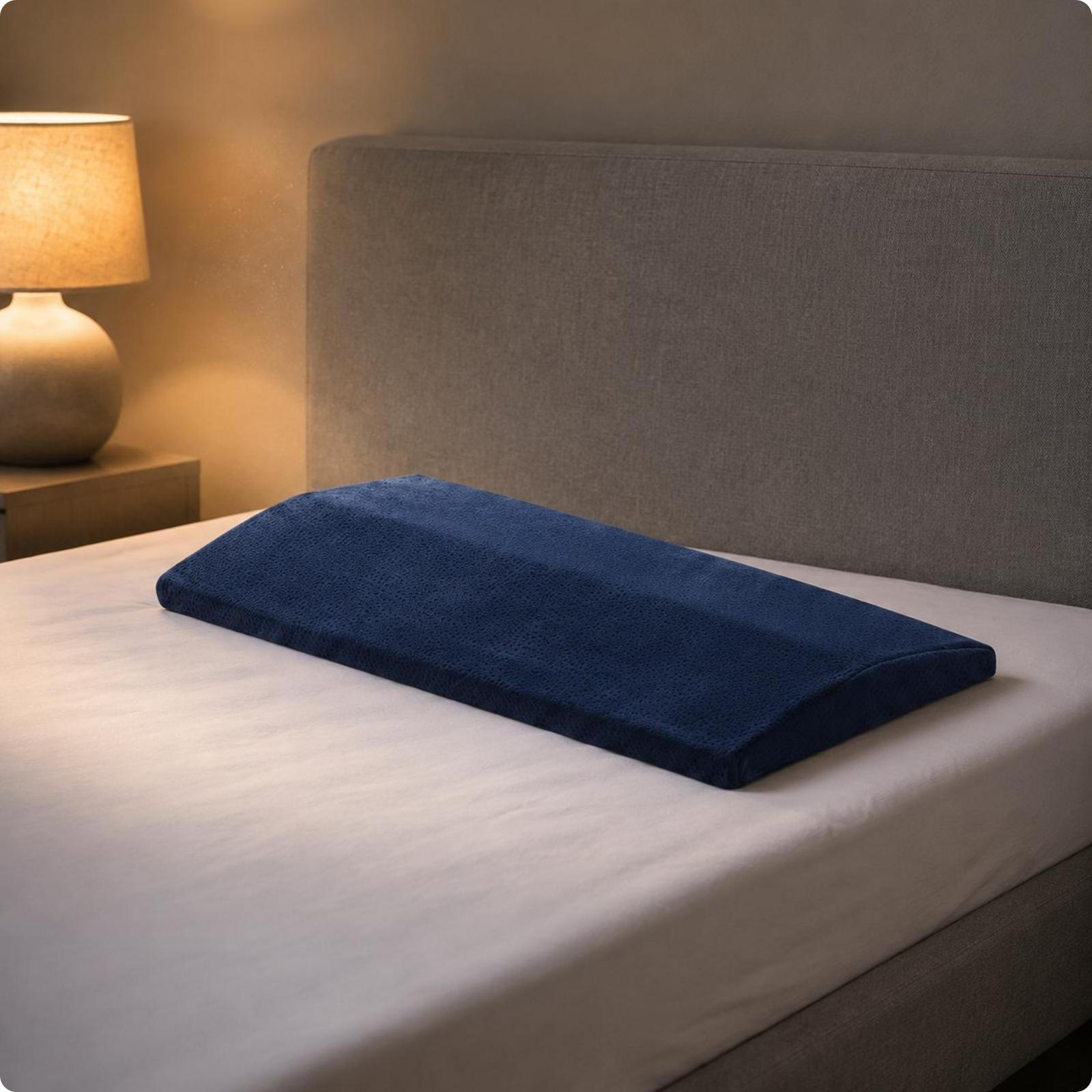Sleeping Pillow Spinal Alignment Bed Waist Support Ease Lower Back Cushion Navy 60-24-4cm