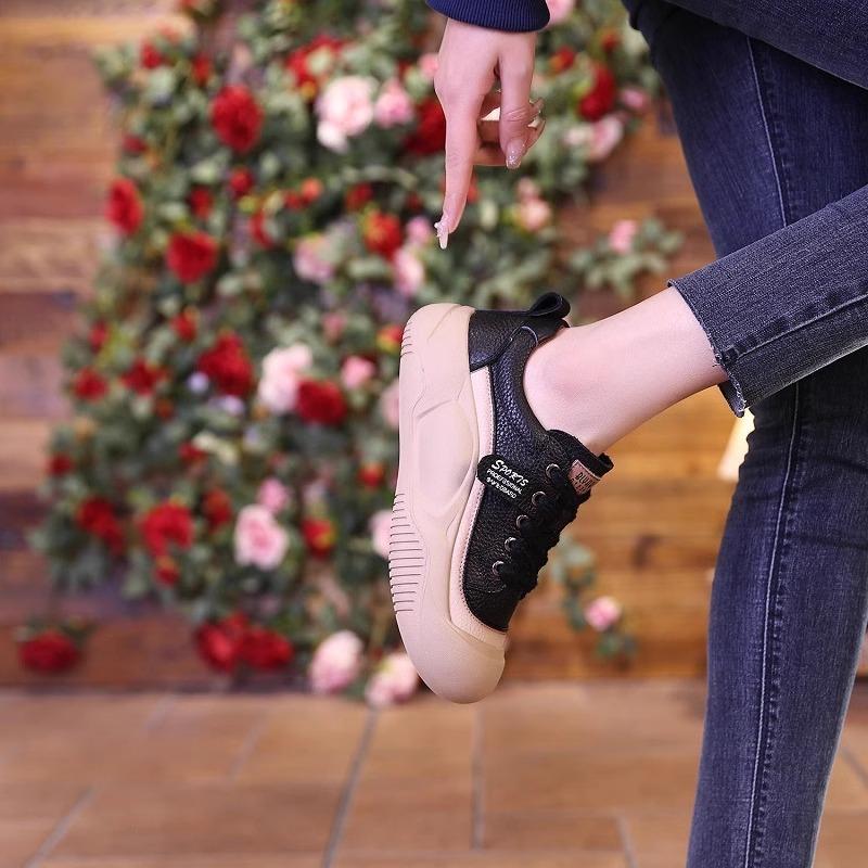 Pavasario ir rudens nauji universalūs storapadžiai retro vienviečiai batai, minkšti ir patogūs, aukštinantys moteriški laisvalaikio batai