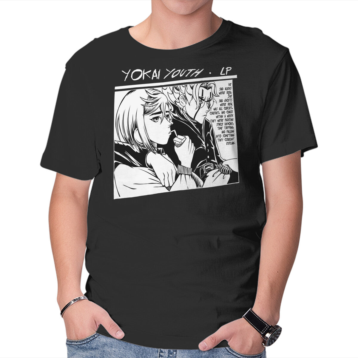 Unisex Crew Neck T-Shirt Yokai Youth Graphic Short Sleeve Casual Tee M
