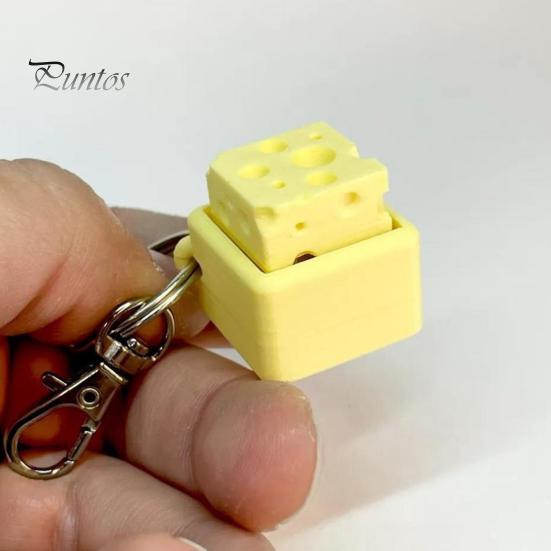 Durable Plastic Toy Cheese Fidget Keychain, Mechanical Keyboard Click, Creative Sound Stress Relief Tactile Clicky Keycap Toy, Portable Gadget