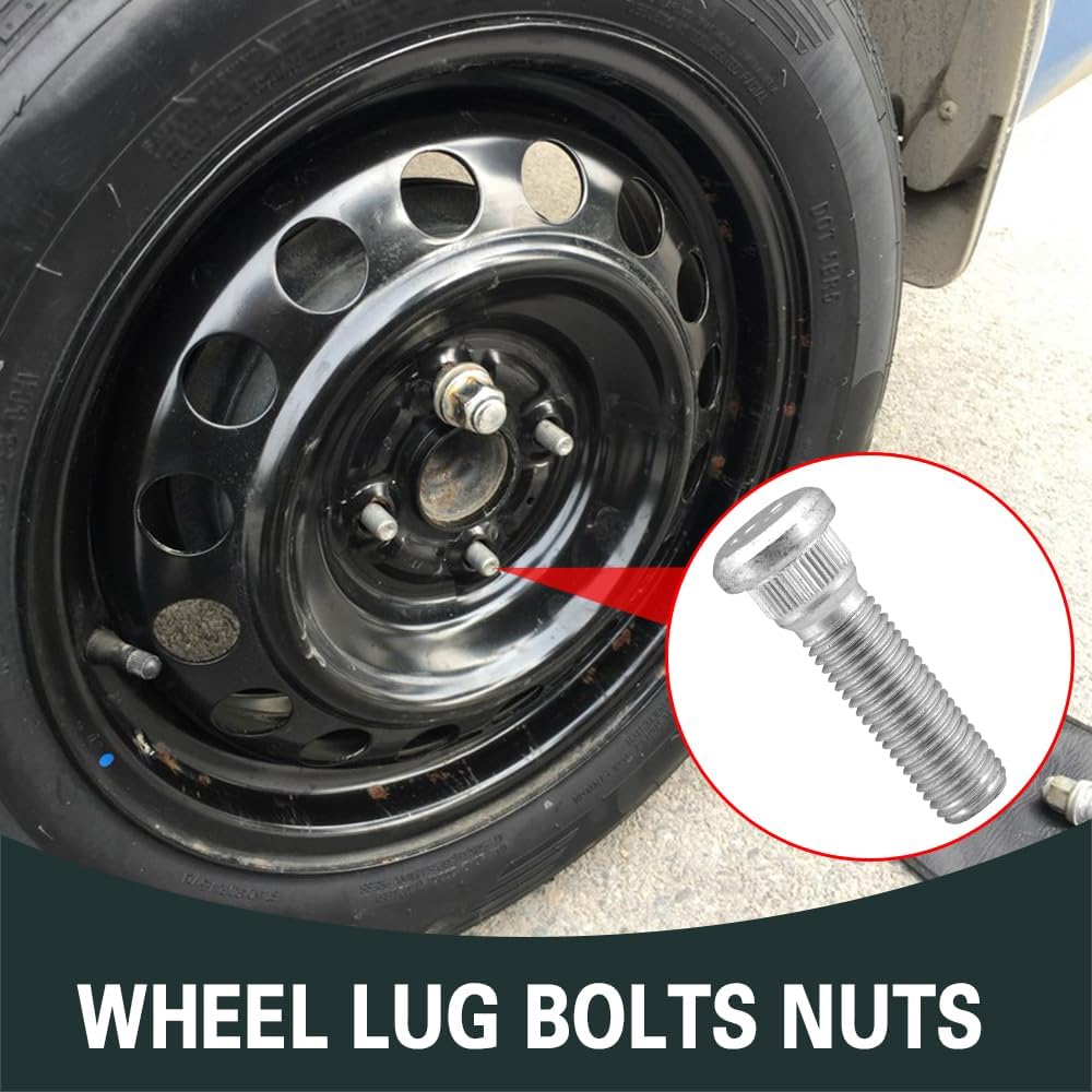 5PCS Car Wheel Studs, M12X1.5 Essential Car Accessories Lug Bolts Secure Wheel Hubs Compatible With Toyota Chevy Lexus Scion Pontiac, Replaces