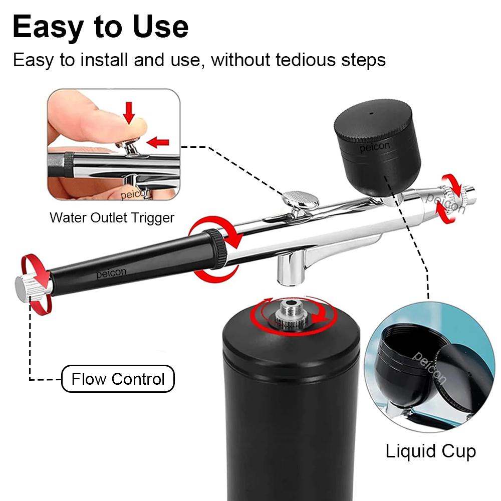 Airbrush Mini-Spritzpistole zum Malen Modellieren Kuchen Tragbare Farbspritzpistole 0,3 mm Düsen Airbrush-Spritzpistole mit Reinigungsset