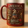 Ceramic Coffee Mugs 11 Oz Ceramic Cups 250th Cup With Flag & Eagle Design Commemorative Cultural Symbol For Women Adults Hot Tea