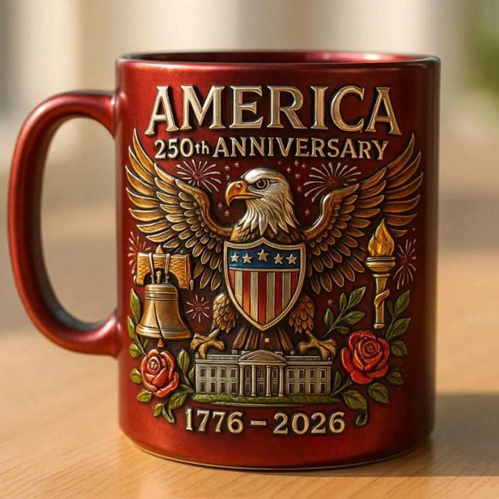 Ceramic Coffee Mugs 11 Oz Ceramic Cups 250th Cup With Flag & Eagle Design Commemorative Cultural Symbol For Women Adults Hot Tea
