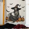 Halloween Witch Skeleton Pumpkin Bat Living Room Foyer Background Decor Stickers