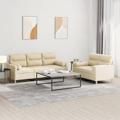 Vidaxl 2-Cz. Cream-colored Fabric-upholstered Lounge Set with Cushions
