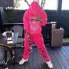 Conjunto de Moletom Sp5der Rosa V2 Feminino Streetwear Algodão Mesclado Oversized Conjunto de Treino Duas Peças Com Estampa