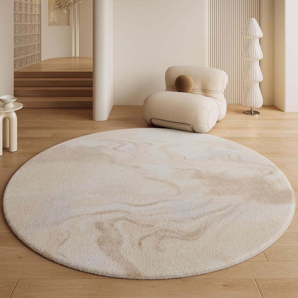 Easy-Care Imitation Cashmere Rug - Large Round Living Room Rug for Area Coverage and Comfort
