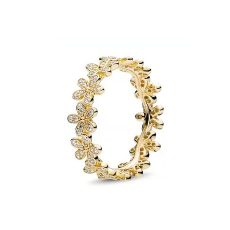 2024 New Gold Plated 925 Silver Ring Zircon Sparkling Double Band Heart Finger Ring Women Original Pandor Ring Fine Jewelry