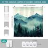 Mountain Forest Shower Curtain Misty Landscape Pine Trees Birds Scene Nature Art Bath Decor Waterproof Fabric Home Accessories