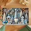 Blue Christmas Gnome Snowman Doormat, Festive Gift Lantern Design Rug, Non-Slip Machine Washable Holiday Door Carpet