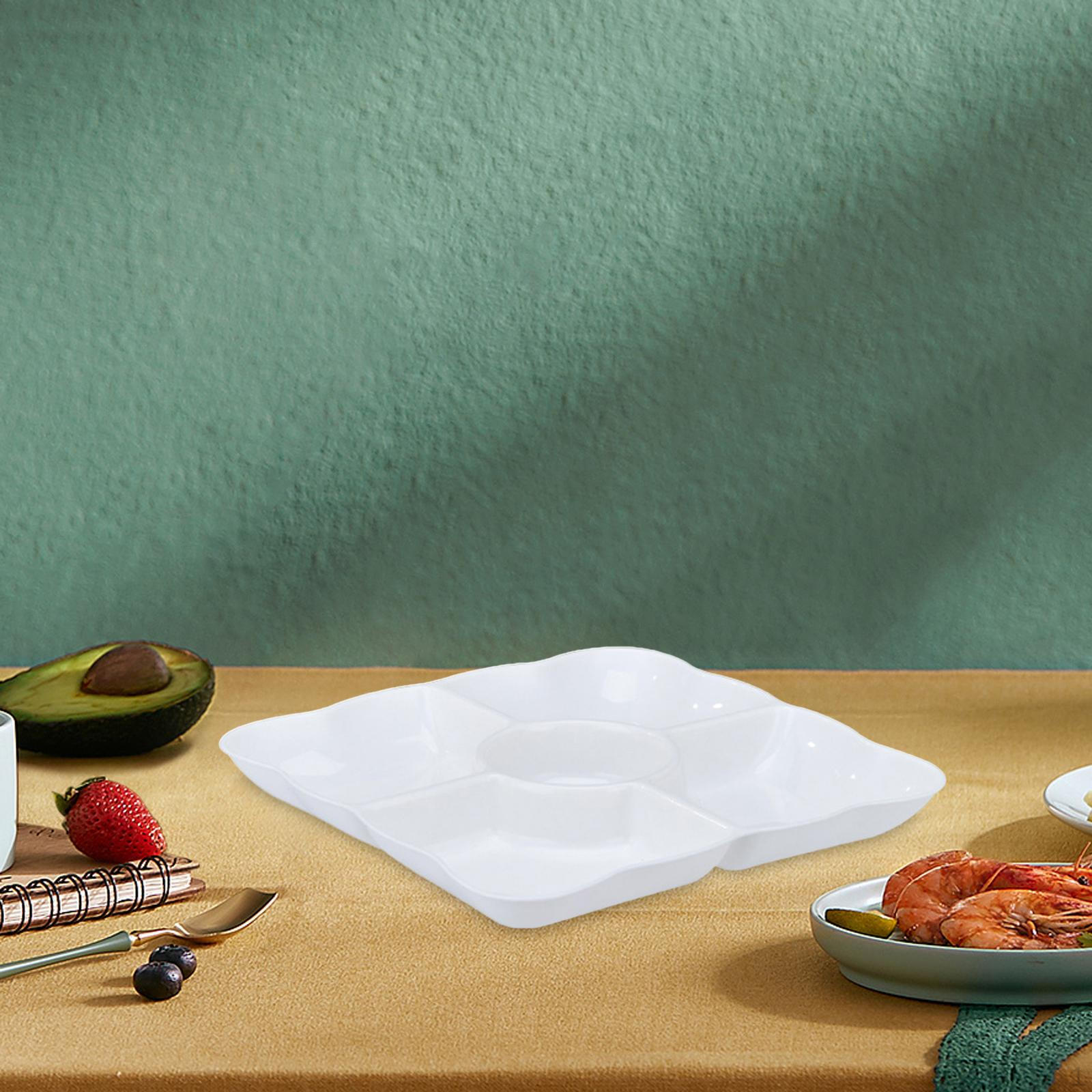 Блюдо для закусок, разделенный поднос, небьющаяся тарелка для закусок из сухофруктов для десерта белый