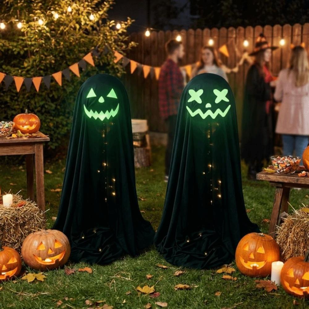 Adjustable Halloween Standing Ghost Decor Glowing Scary Ghost Figure Porch Yard Decor