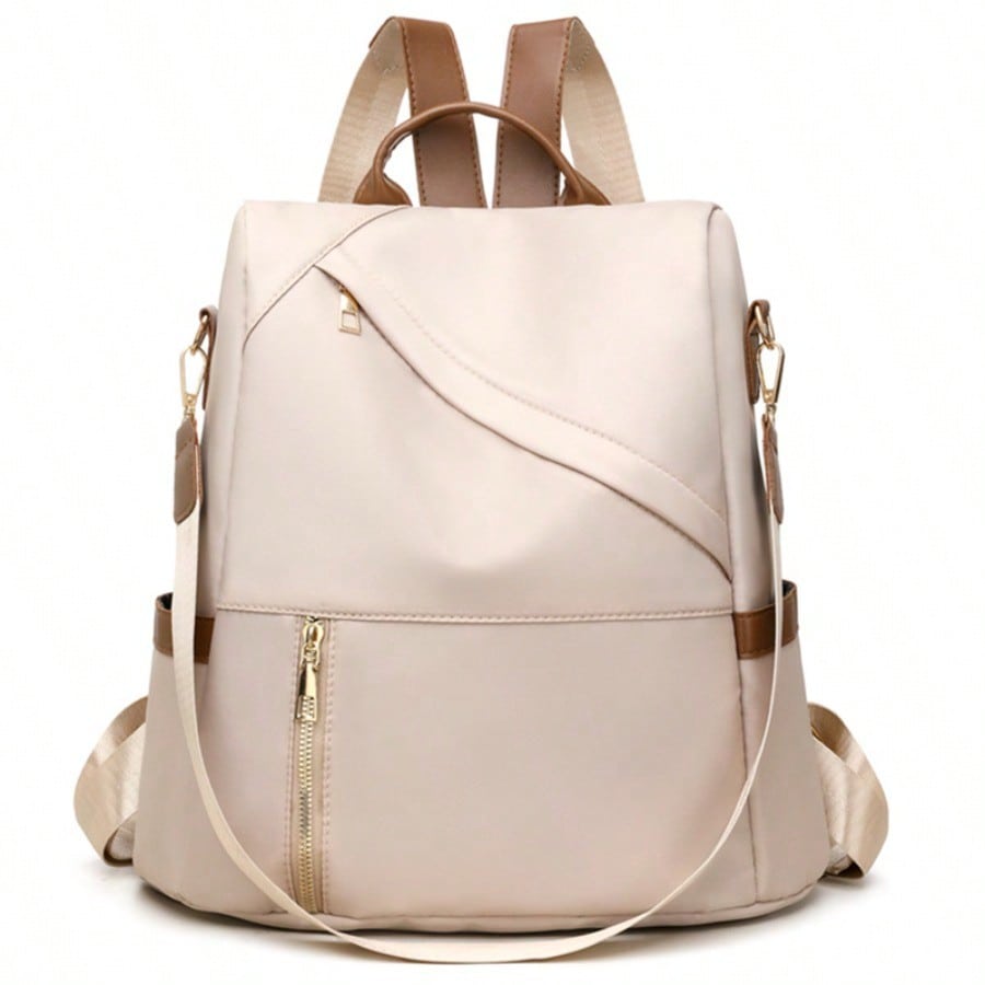 Large Capacity Solid Color Backpack Korean Version Fashionable Waterproof Nylon Bag Women's Bag