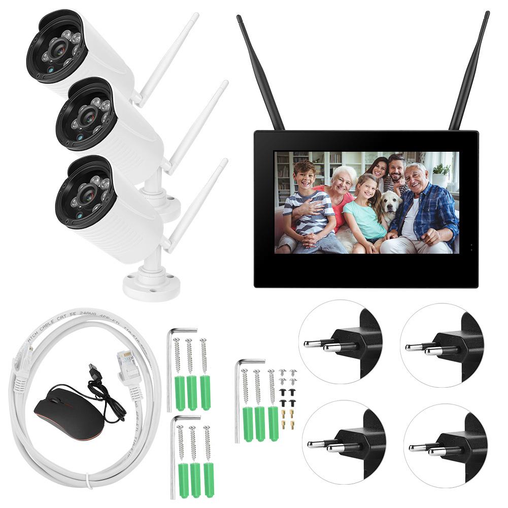 

10in 1.3MP HD Wireless WIFI Baby Monitor 3 Cameras Smart DVR Home Security System