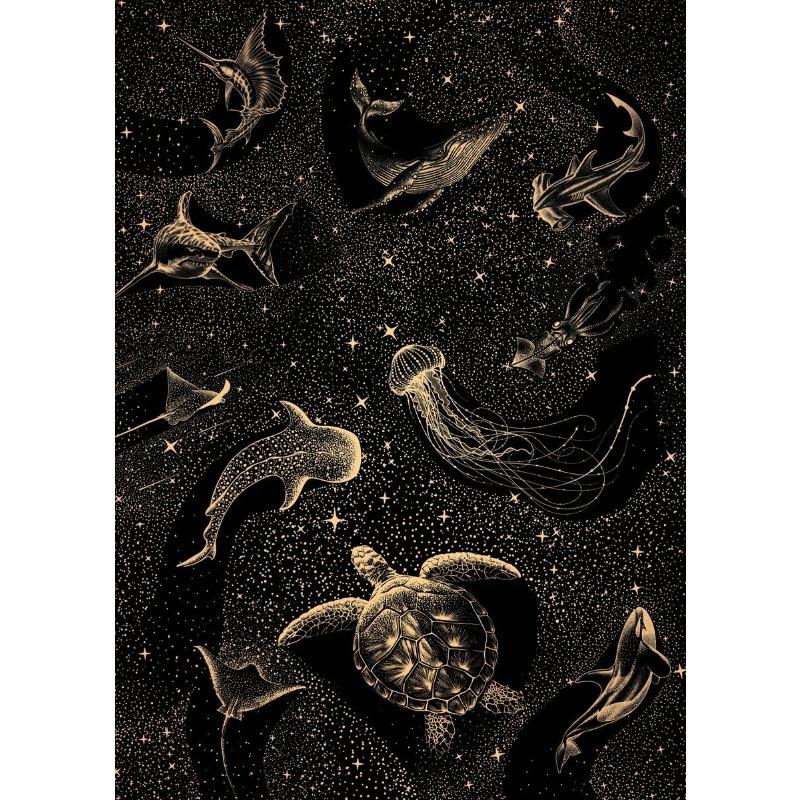 Cosmic Ocean Animals Starry Jellyfish Turtle Canvas Painting Nordic Wall Art For Living Room Home Decoration Frameless