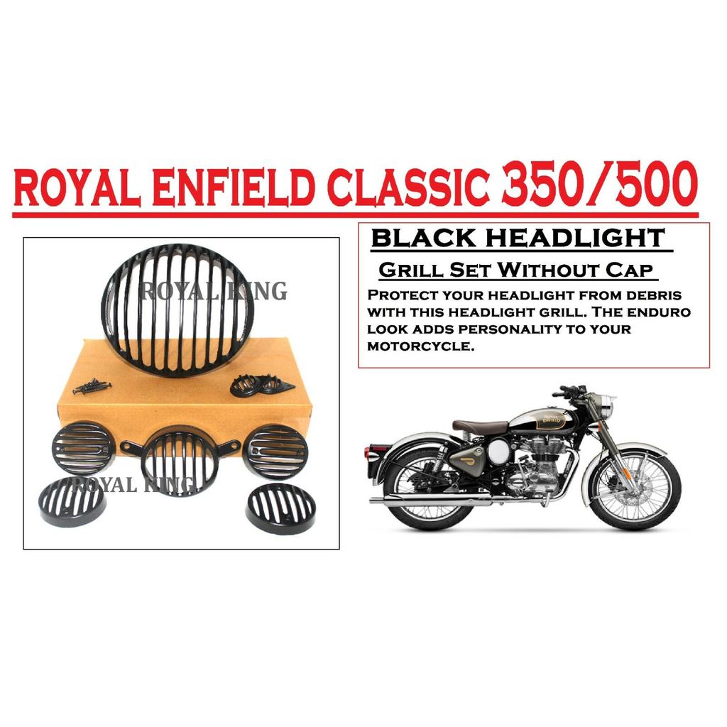 Black "Head Light Grill Set Fit for Royal Enfield Old Classic 350 & 500"