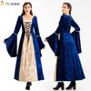 Vintage Halloween Christmas Court Costume Adult Female Golden Velvet Dress Gorgeous Noble Strap Dress Dress