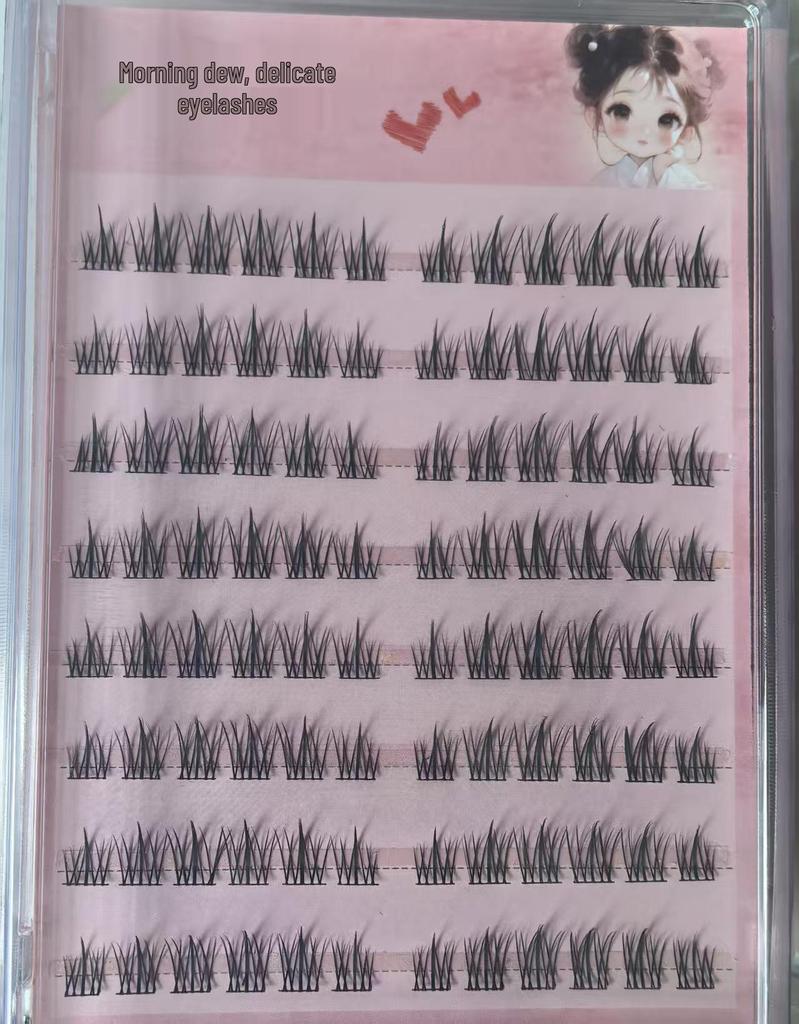 Self-Adhesive Glue-Free Fishtail Sunflower False Eyelashes - Natural Single Cluster Segmented Eyelashes for Beginners