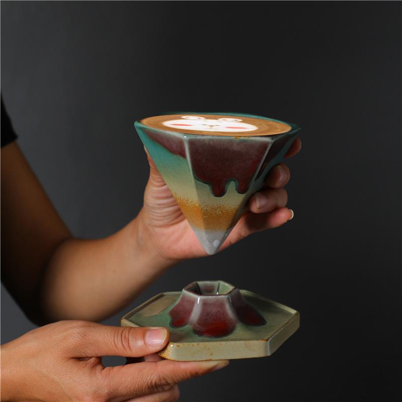 Creative Ceramic Cup Light Luxury Design Sense Retro Ceramic Water Cup Afternoon Tea Diamond Coffee Cup