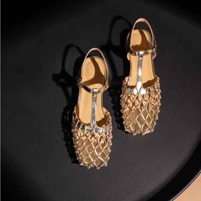 Fashion New Popular Women Weave Mesh Sandals Square Toe Low Heels Mules Shoes Open Toe Woman Summer Trend Dress Chunky Designer Pumps
