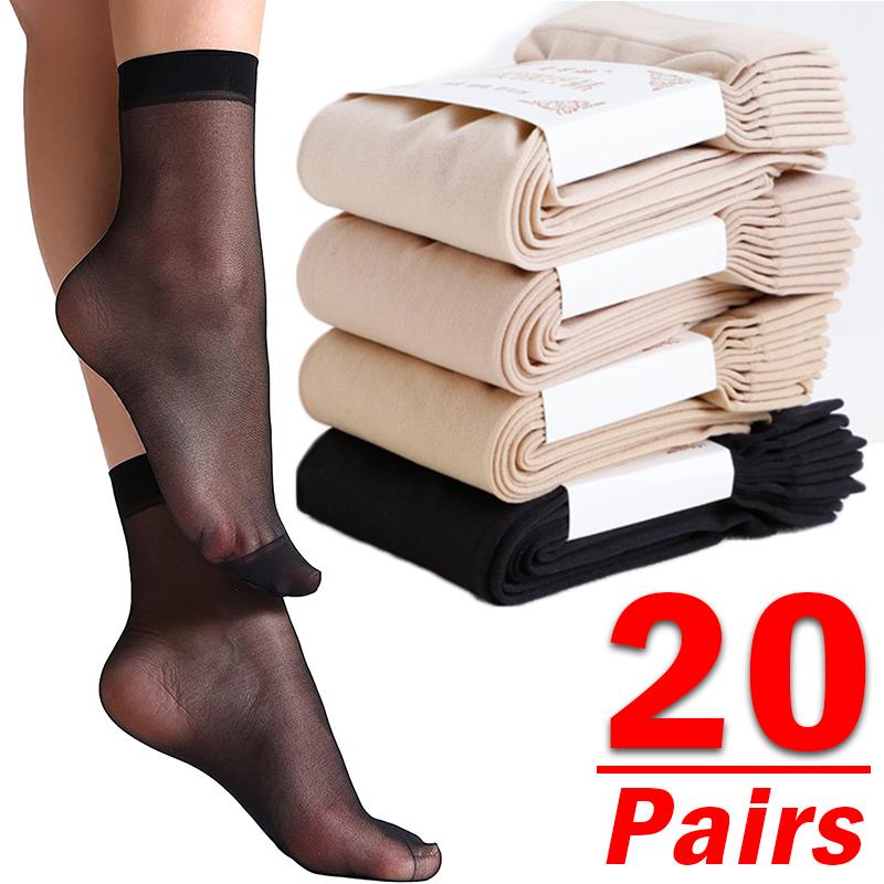 Summer Transparent Crystal Invisible Socks Women Sexy Ultra-thin Breathable Elastic Short Silk Socks Ladies Ankle Socks