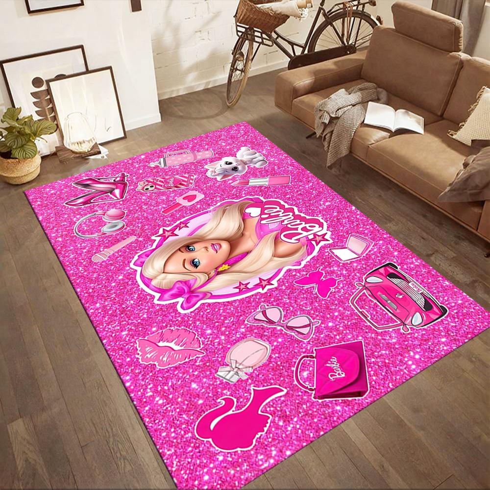 Barbie Glittery Pink World Square rugs are a great choice for living rooms, bedrooms, home décor, and as gifts.