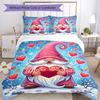 3PC Custom Name Gnome Heart Snow Bedding Set Duvet Cover Closure Includes 1 Duvet Cover & 2 Pillowcases for Bedroom