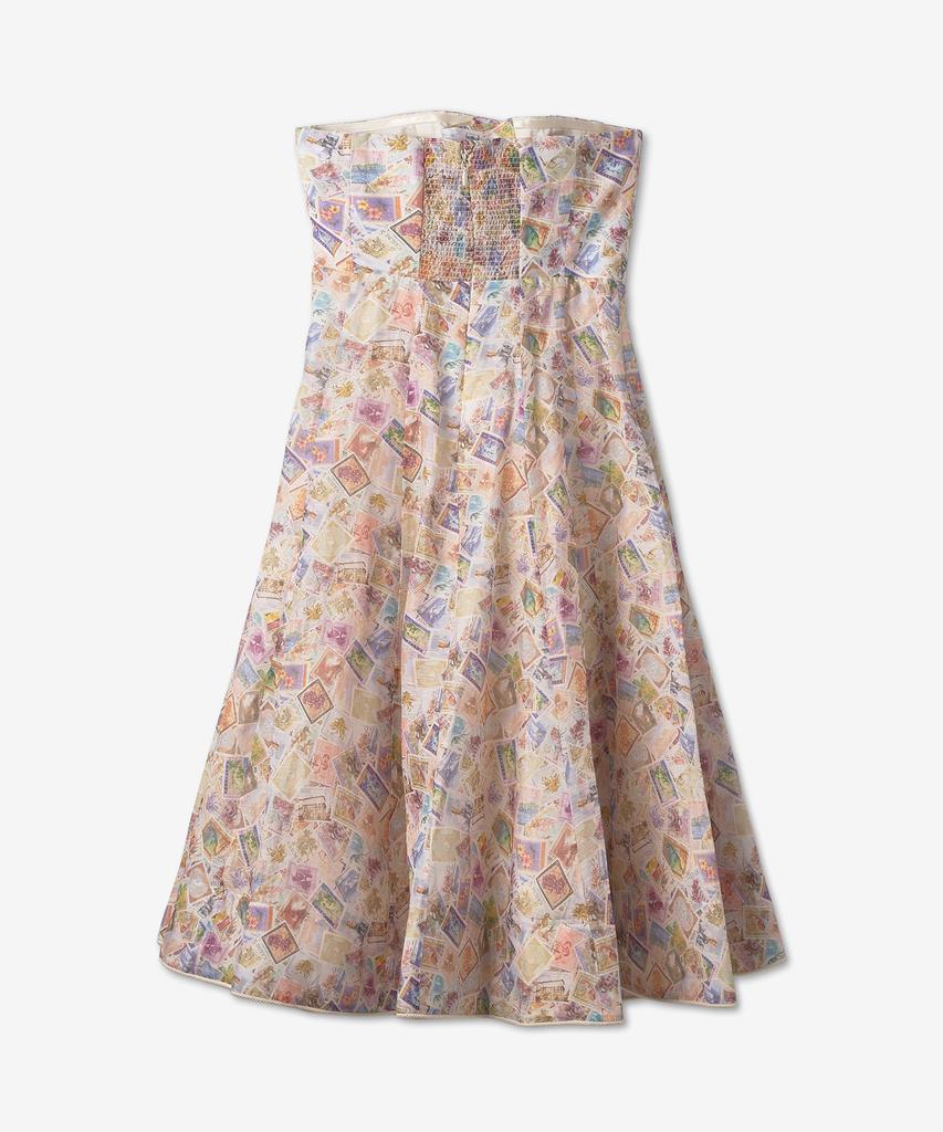 Jimmeoman Midi High-Tie Lace Dress - Stamp Print / 5784Dhigstmpr
