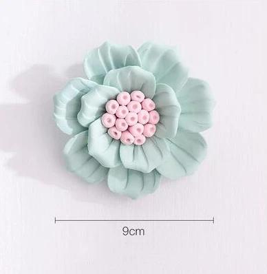Modern Ceramic Fake Flower Wall Hanging Crafts Decoration Home Livingroom Wall Mural Ornaments Hotel Porch 1D Wall Sticker Art