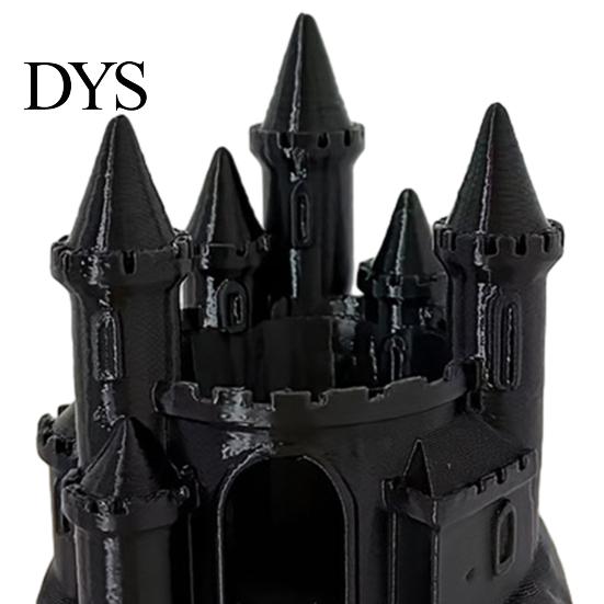 Retro Magischer Turm Schmuck 3D Gedruckter Mittelalterlicher Schloss Kerzenhalter, Gotischer Dunkel Schwarz Matt Teelicht Ständer Kerzenständer, Fantasy für Halloween