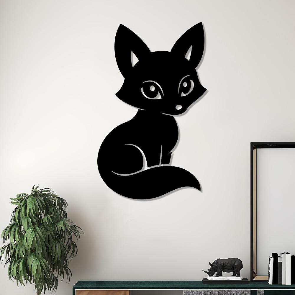 Elegant Fox Metal Wall Art Sculpture Garden Mounted Mural Decorative Iron Statue Outdoor Decor Gift for Fox Lovers Holiday 1pc