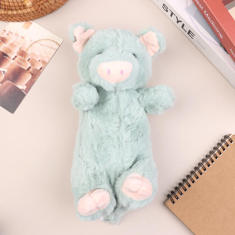 

Kawaii Piggy Plush Pencil Case Cartoon Little Pig Stationery Storage Bag Portable Pen Pouch Cosmetic Bag School Supplies Gifts зелёный
