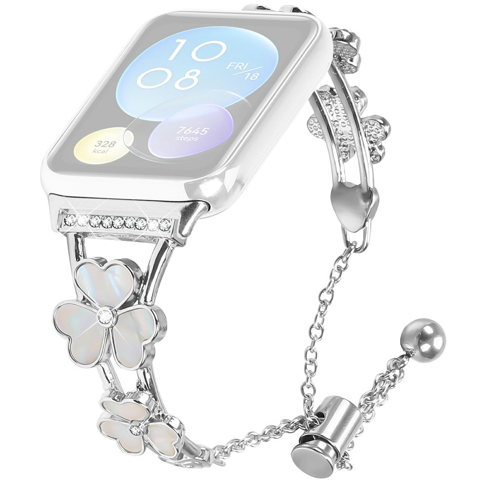 

Для Xiaomi Smart Band 8 Pro Ремешок для часов Сердечный клевер Серебристый Металлический ремешок из цинкового сплава A