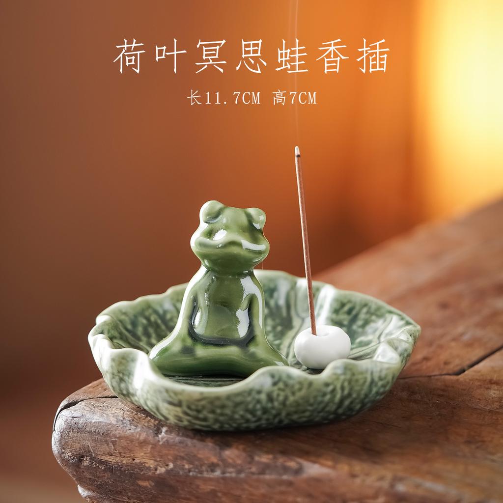 Lotusblatt Frosch Räucherhalter Zen Zen Garten Räucherstövchen Aromatherapie Duftverteiler Räucherkessel Buddhismus Zubehör Handwerk