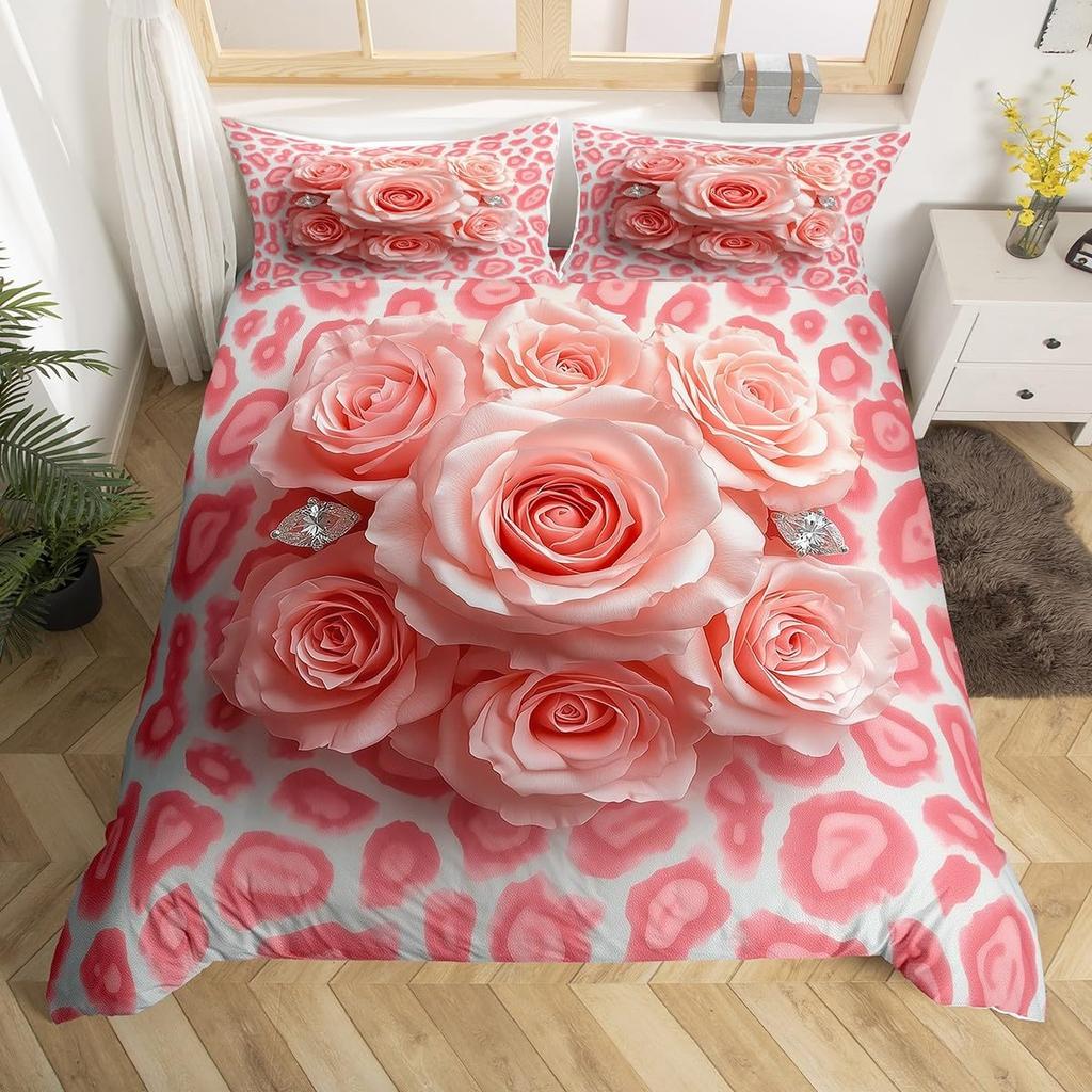 Rose Butterfly Duvet Cover Queen King Size Butterfly Valentine'S Day Quilt Cover Bedding 3 Pcs Rose Flower Quilt Cover 3 Pcs