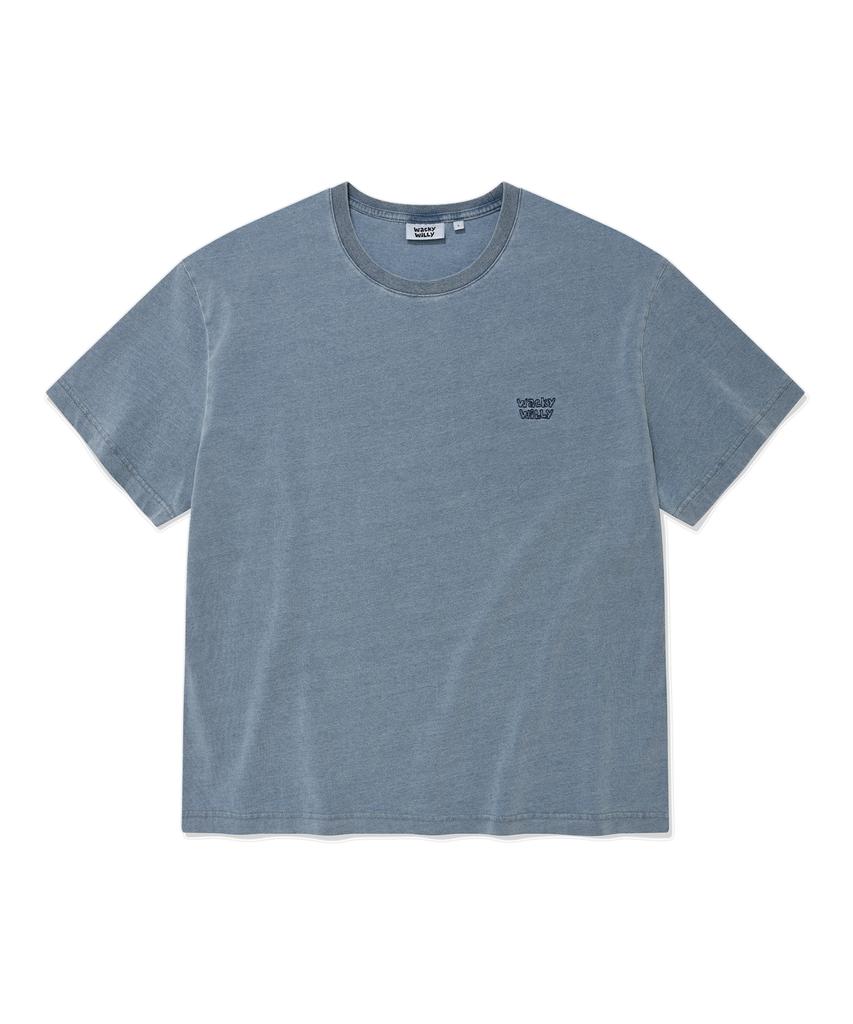 WACKY WILLY Denim-Like Small Logo Short Sleeve T-Shirt Light Blue