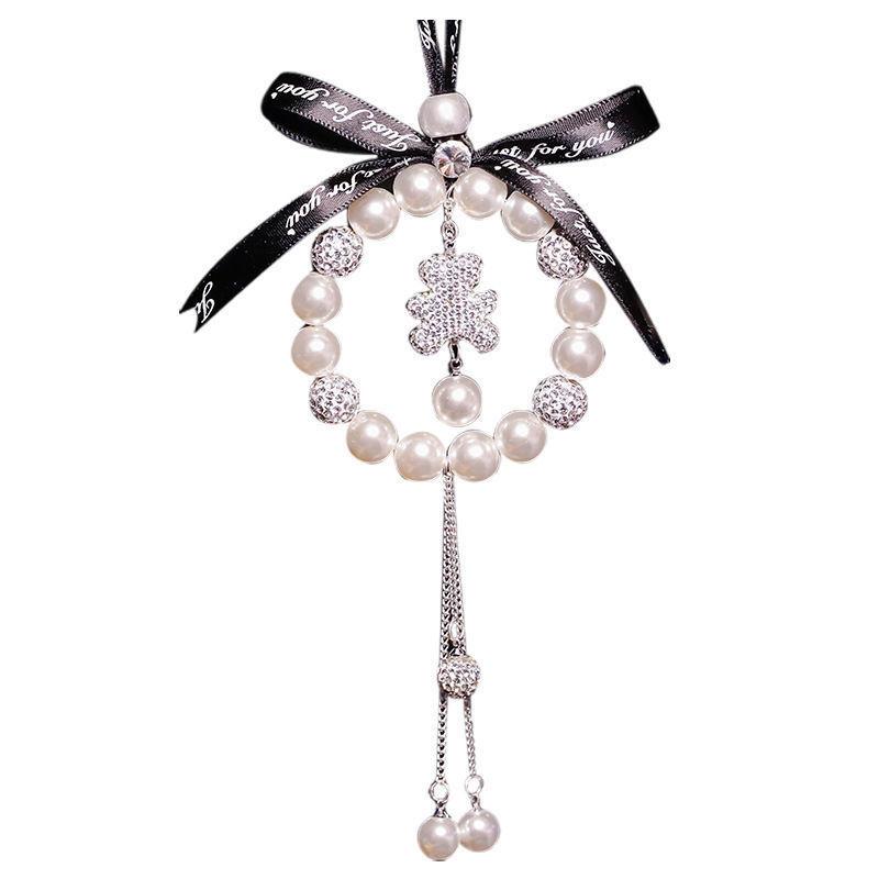 Car Pendant Pearl Pendant Car Rearview Mirror Loading Goddess Inlaid Diamond Pendant Special Supply