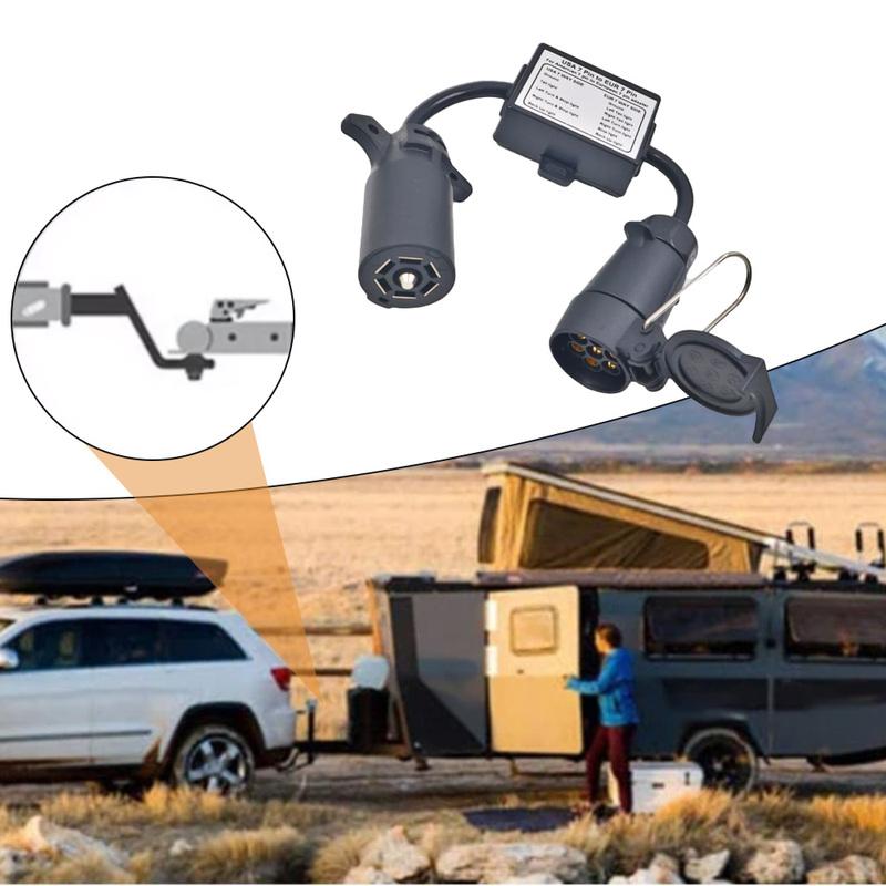 12 V To an Trailer Light Converter For US 7-Way Blade Socket To Euro 7-Pin Round Plug On Trailer