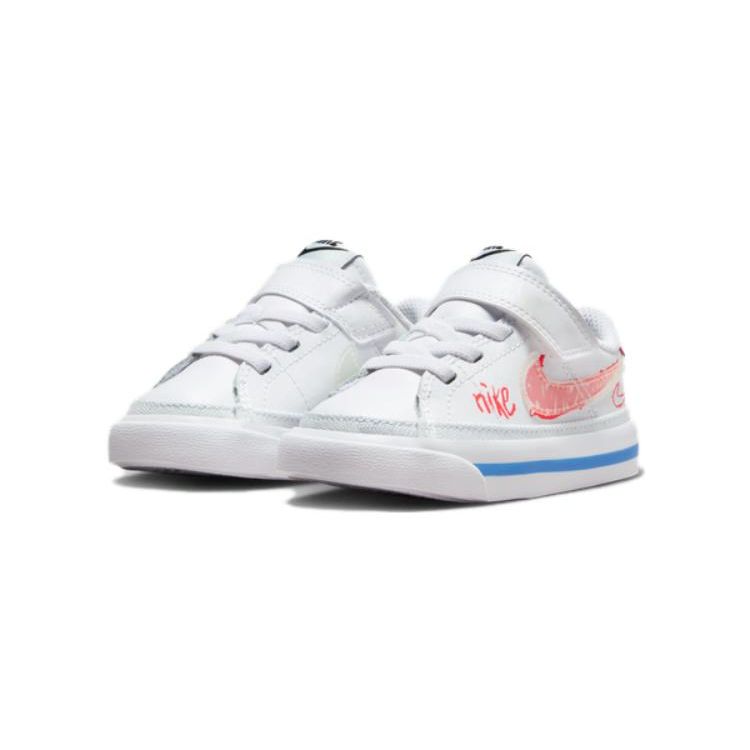 Nike Court Legacy Durable Non-Slip Low-Top Walking Shoes Baby Shoes White Red FB7781-100