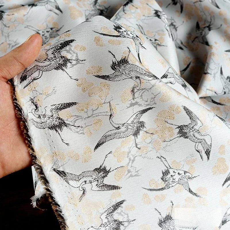 50x148cm Chiński Żuraw Wróżkowy Brokatowa Tkanina Żakardowa Płaszcz Kamizelka Spódnica Miękka Niegniotliwa Tkanina na Odzież Projektancką