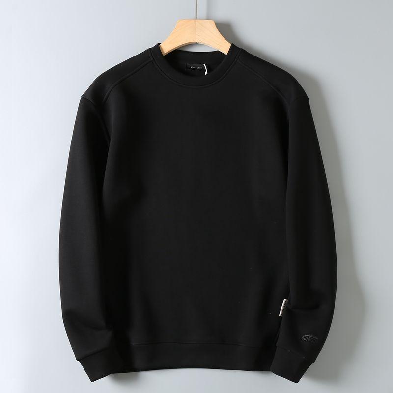 Original Foreign Trade Autumn New Model Air Layer Fabric Comfortable Versatile Round Neck Pullover Solid Color Long Sleeve Base Sweatshirt for Men