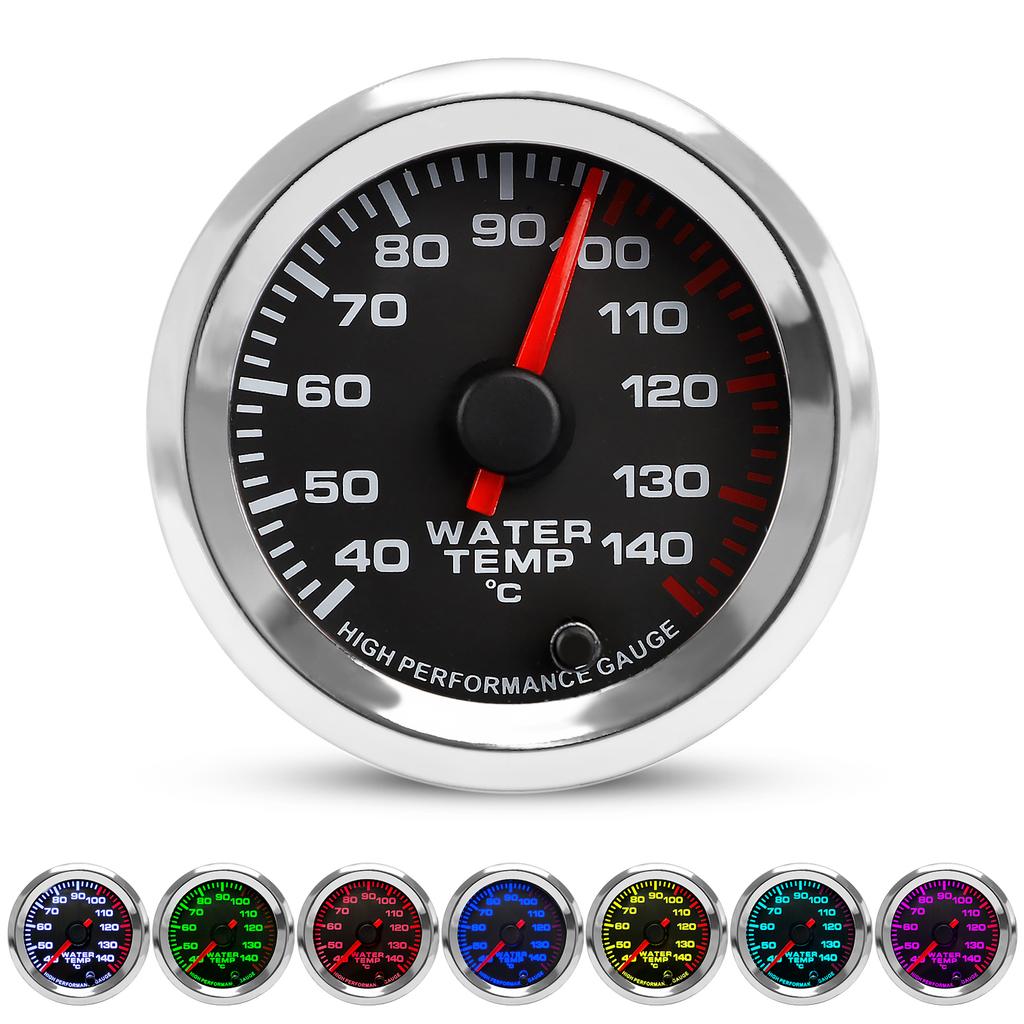 CNSPED 2'' 52mm 40-140 Degrees celsius 12V Water Temp Gauge Celsius 7 Colors Pointer Water temperature meter With Stepper Motor