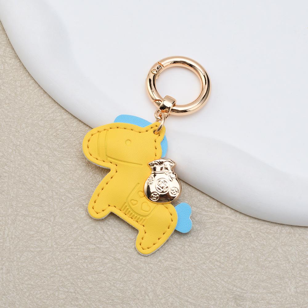 Instant Wealth Leather Keychain: Cartoon Pony Bag Charm & Couple Car Pendant - New Year Gift