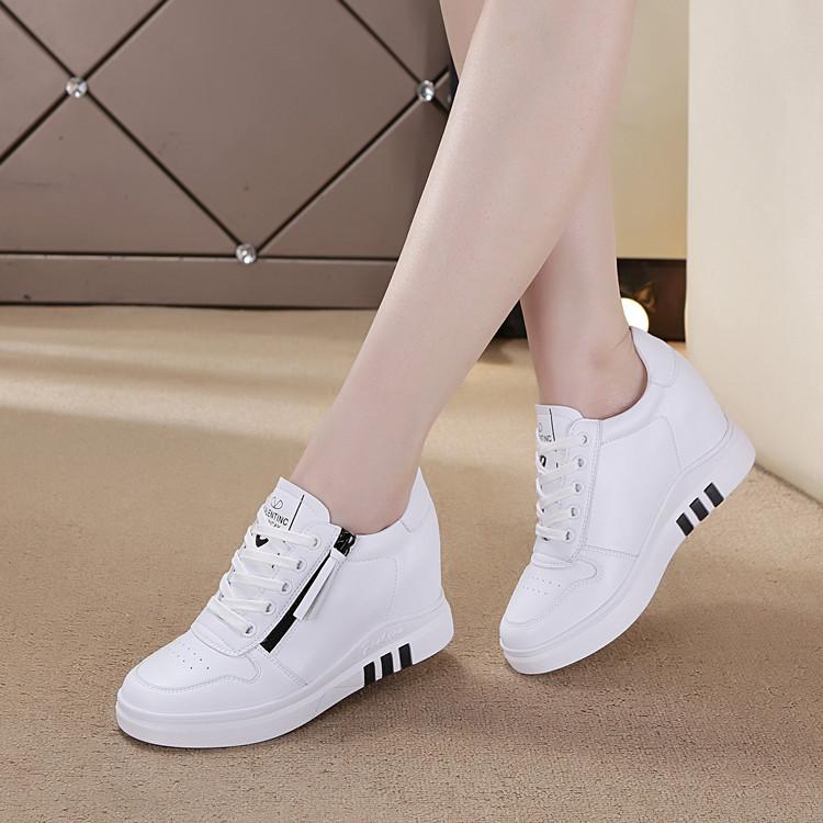 Inner Heightening Women's Shoes Autumn and Winter New Casual Shoes Platform Women's Lace-up Wedge Heel Sports Shoes Low-top Shoes Single Shoes