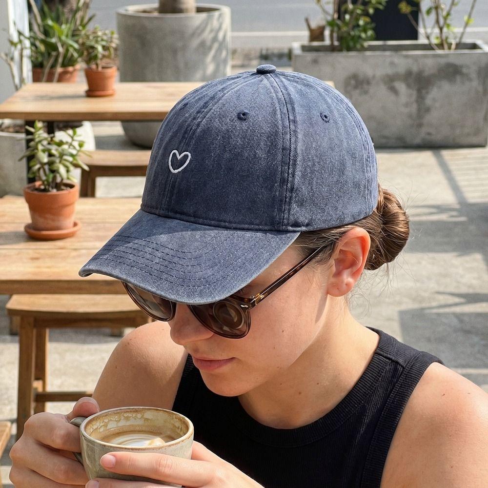 Soft Top Embroidery Love Baseball Hat Thin Washed Cotton Baseball Cap Street