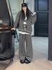 Autumn-Winter Korean Style Casual Striped Sweater & Wide-Leg Pants Set